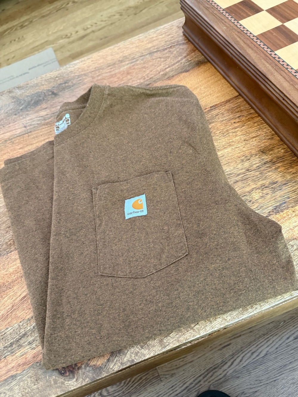 Carhartt Brown Pocket Long Sleeve Tee with Logo Patch